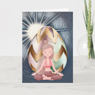 Carte Sunshine Oeuf de Pâques, Yoga Girl Joyeux Annivers