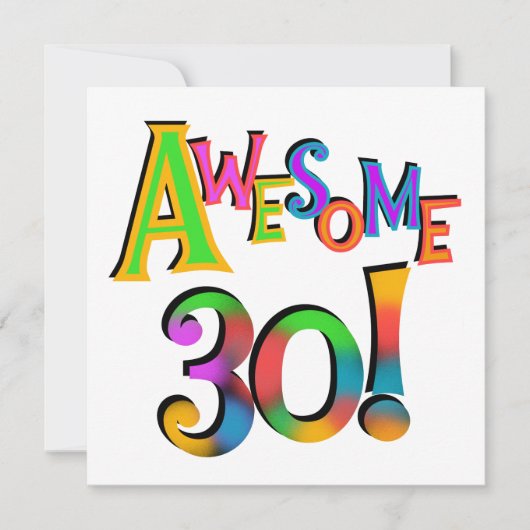 Carte Super 30 T-shirts et cadeaux d'anniversaire (Devant)