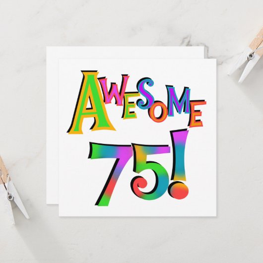 Carte Super 75 T-shirts et cadeaux d'anniversaire (Devant/Arrière en situation)