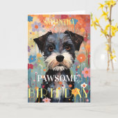 Carte Super Chiot Joyeux Anniversaire (Fleur jaune)