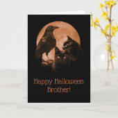 Carte Super Cool Halloween Frère avec Raven Cats (Fleur jaune)