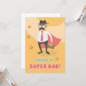 Carte Super Dad Flat Greeting Card (Devant/Arrière en situation)