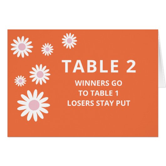 Carte super de table Bunco Orange pour le tableau (Devant Horizontal)