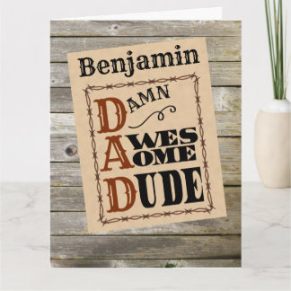 Carte Super Dude Western Theme Personnalisé Nom