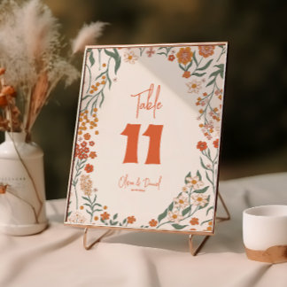 Carte Super Floral Vintage Rétro Numéros du Mariage