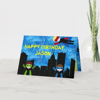 Carte Super Hero Boys Bithday Party