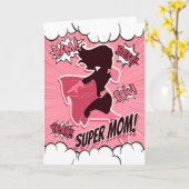 Carte Super héros rose pour la joyeuse fête des mères (Fleur jaune)
