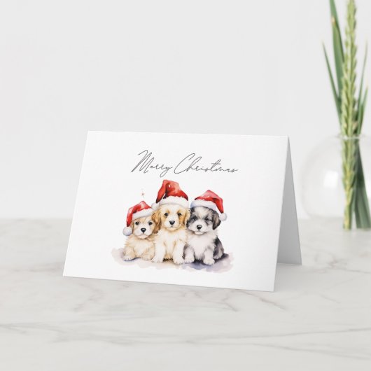 Carte Super mignon chiots de Noël (Devant)
