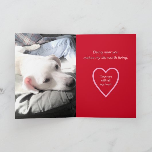 Carte Super mignon Valentine's Day Chien Chien Blanc Chi (Intérieur)