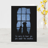 Carte Super mignonne Get Well Chig and Cat dans la fenêt (Fleur jaune)