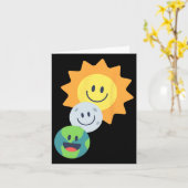 Carte Super Mignonne Terre Lune Solaire Eclipse 2024 Drô (Fleur jaune)