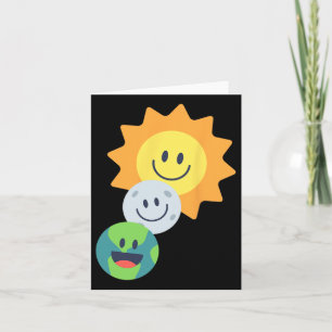 Carte Super Mignonne Terre Lune Solaire Eclipse 2024 Drô