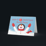 Carte Super Nuit Baby First Christmas Snowman<br><div class="desc">Un homme de la neige se réjouit de la couverture de ceci. Il est heureux que votre grande nièce célèbre son tout premier Noël. Alors, qu'attendez-vous, faites-vous une copie de cette carte maintenant pour la donner.</div>
