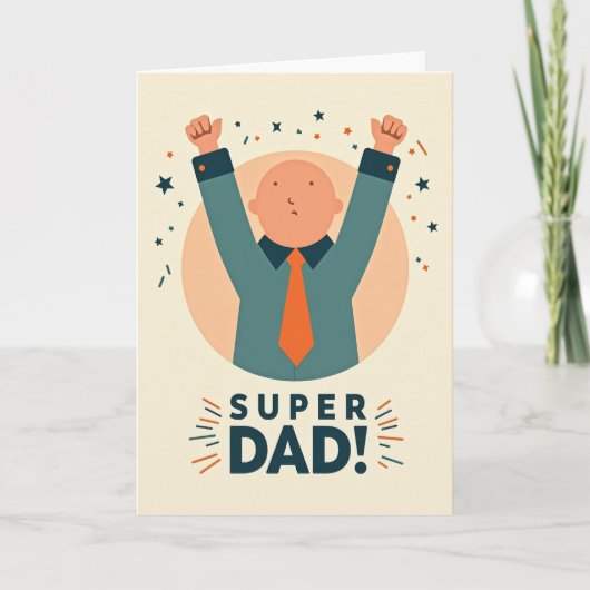 Carte Super Papa de Style Rétro (Devant)