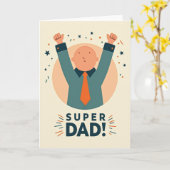 Carte Super Papa de Style Rétro (Fleur jaune)