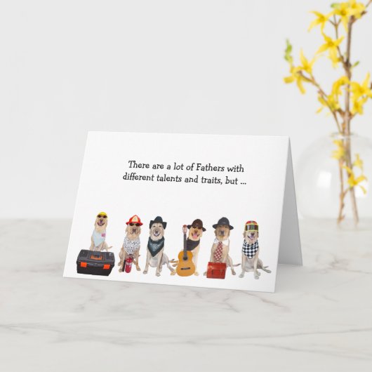 Carte Super Papa Funny Lab/Chien (Fleur jaune)