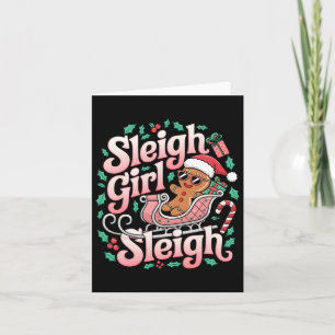 Carte Super rose de Noël Sleigh Girl Sleigh Gingerbre