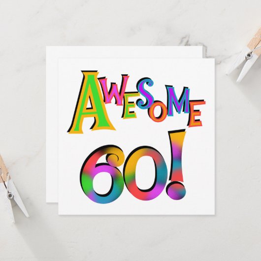 Carte Superbe 60 T-shirts et cadeaux d'anniversaire (Devant/Arrière en situation)