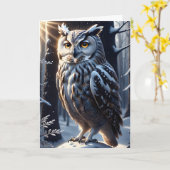 Carte Superbe Chouette d'aigle dans la neige parmi les a (Fleur jaune)