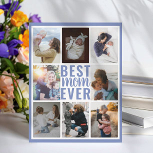 Carte Superbe Collage Photo 8 Meilleure Maman Ever Bleu