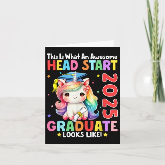 Carte Superbe Head Start 2025 Diplômé Comme Unicorn Grad (Devant)