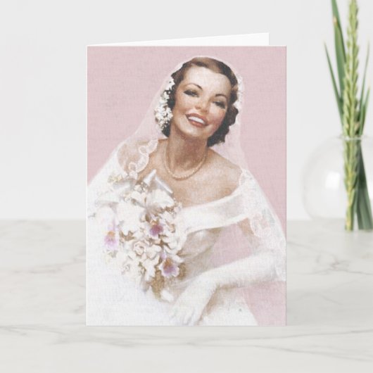 Carte Superbe Mariée Vintage, Rose (Devant)