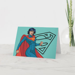 Carte Supergirl Hovering en costume bleu