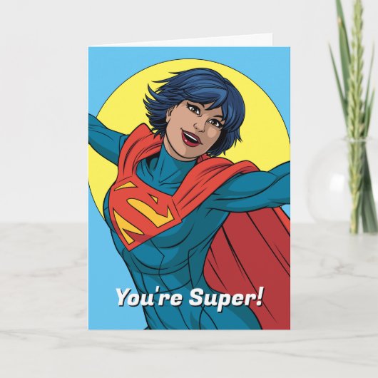 Carte Supergirl volant en costume bleu (Devant)