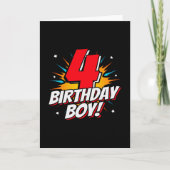 Carte Superhero Anniversaire Garçon - 4 ans - 4e anniver (Devant)