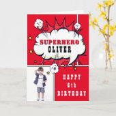 Carte Superhero Comic Speech Bubble Boy Birthday Photo (Fleur jaune)
