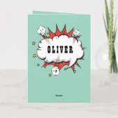 Carte Superhero Comic Speech Bubble Boy Joyeux anniversa (Dos)