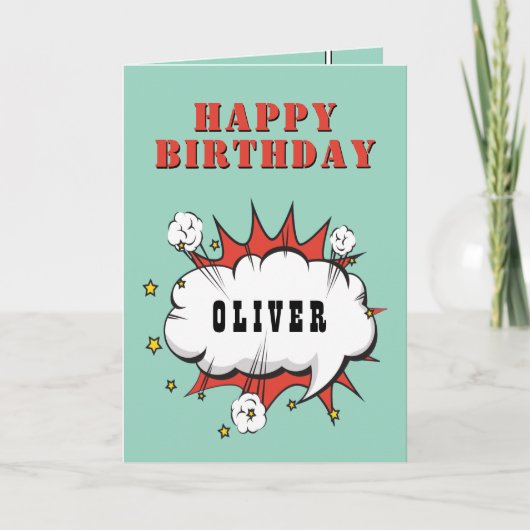 Carte Superhero Comic Speech Bubble Boy Joyeux anniversa (Devant)