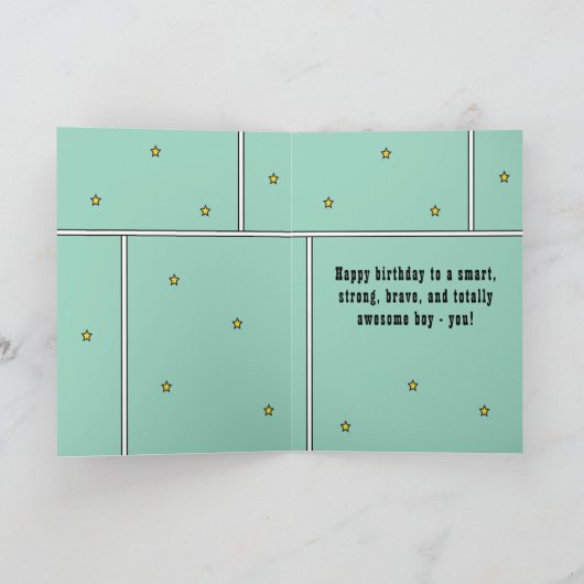 Carte Superhero Comic Speech Bubble Boy Joyeux anniversa (Intérieur)