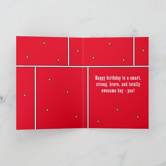 Carte Superhero Comic Speech Bubble Boy Joyeux anniversa (Intérieur)