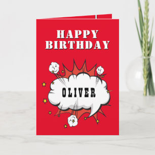 Carte Superhero Comic Speech Bubble Boy Joyeux anniversa