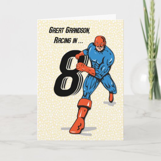 Carte Superhero du 8e anniversaire de Great Grandson (Devant)