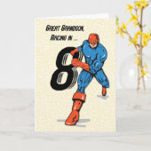 Carte Superhero du 8e anniversaire de Great Grandson (Fleur jaune)