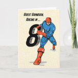 Carte Superhero du 8e anniversaire de Great Grandson<br><div class="desc">Huit est le numéro magique ! Parce que ton plus cher arrière petit-fils va bientôt fêter son huitième anniversaire. Joignez-vous à la fête et offrez-lui cette carte une fois que sa journée spéciale arrive enfin.</div>