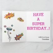 Carte Superhero fille d'anniversaire fantastique sensati (Intérieur)