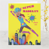 Carte Superhero fille d'anniversaire fantastique sensati (Fleur jaune)