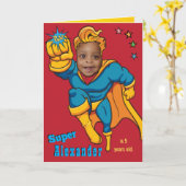 Carte Superhero Flying Photo Spécialisé Anniversaire (Fleur jaune)