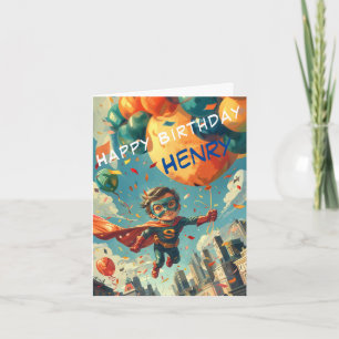 Carte Superhero Happy Birthday Design pour enfants