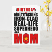 Carte Superhero Maman Anniversaire Typographie Comique L (Fleur jaune)