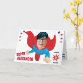 Carte Superhero volant garçon merveilleux amusement cade (Fleur jaune)