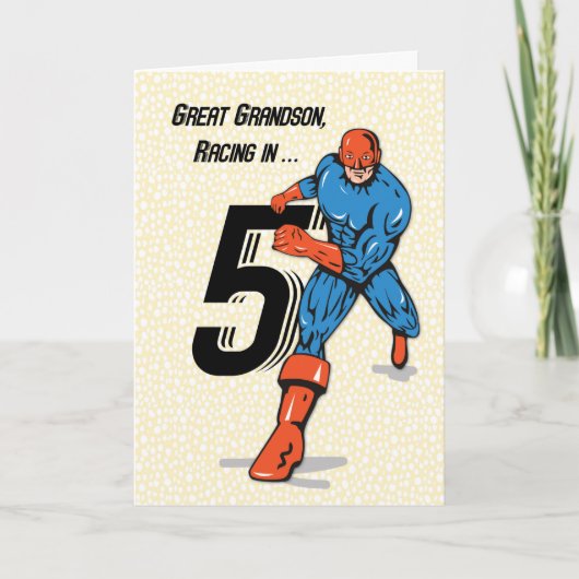 Carte Superhéros du 5e anniversaire de Great Grandson (Devant)