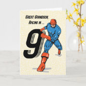 Carte Superhéros du 9e anniversaire Great Grandson (Fleur jaune)