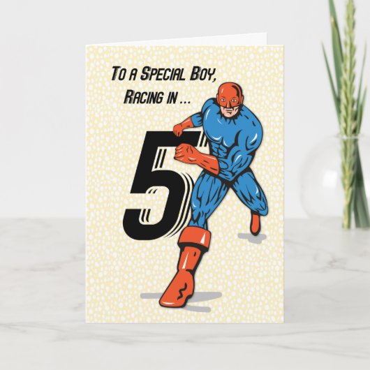 Carte Superhéros spécial garçon 5e anniversaire (Devant)
