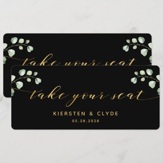 Carte supérieure de calligraphie dorée pour prendr (Devant / Derrière)