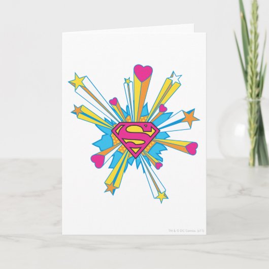 Carte Superman Stylisé | Logo rose avec coeur (Devant)