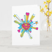 Carte Superman Stylisé | Logo rose avec coeur (Fleur jaune)